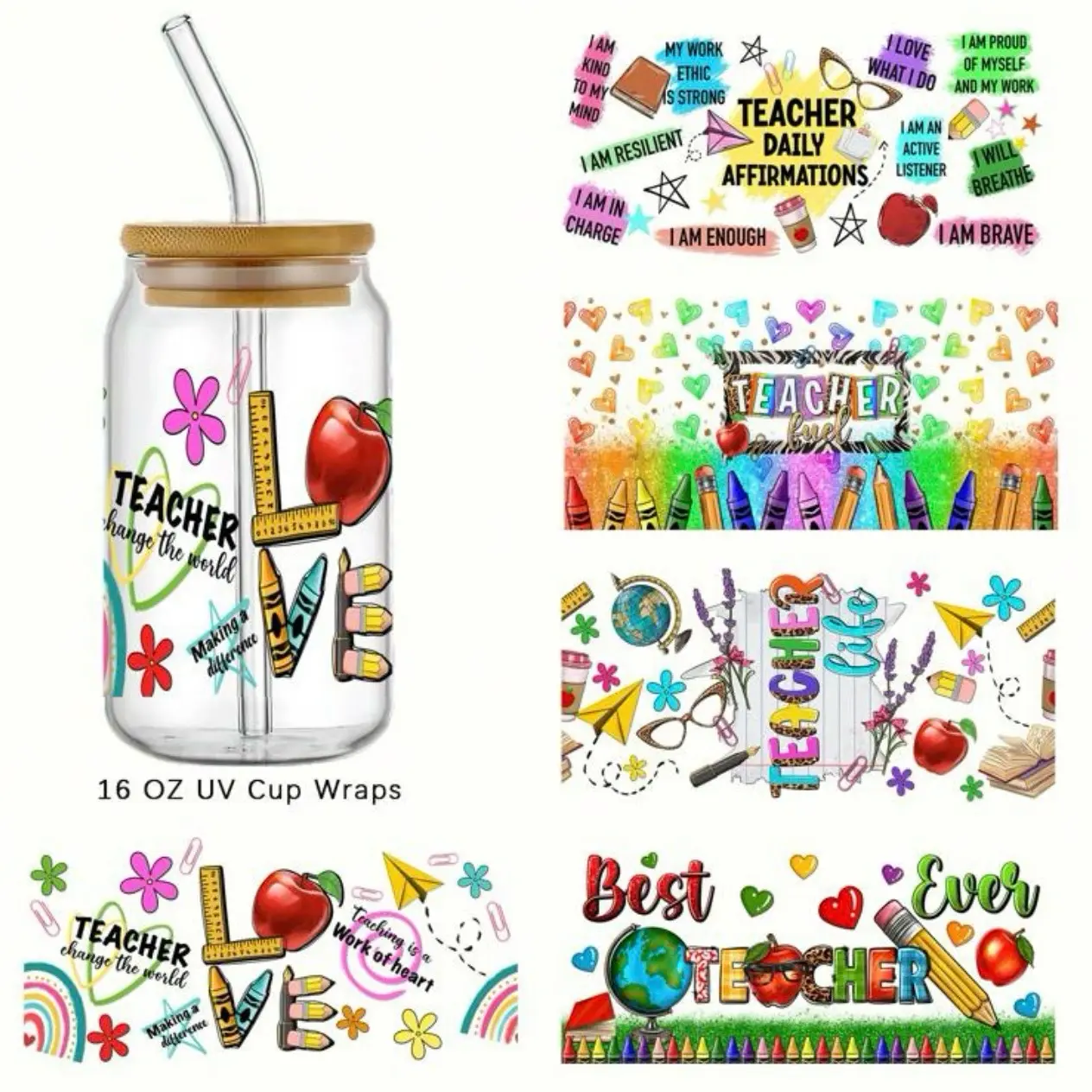 Teacher Inspired 16 oz Uvdtf Wraps