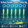 BEASTENERGY 3PCS Santee Cooper Style Fishing Hook Set - Bottom Snag-Reducing Tackle with Rattle Floats, Peg Floats, 6/0 & 8/0 Circle Hooks, Fish Attractant Terminal Tackle for Lake, River Fishing (Multiple Packs Option)