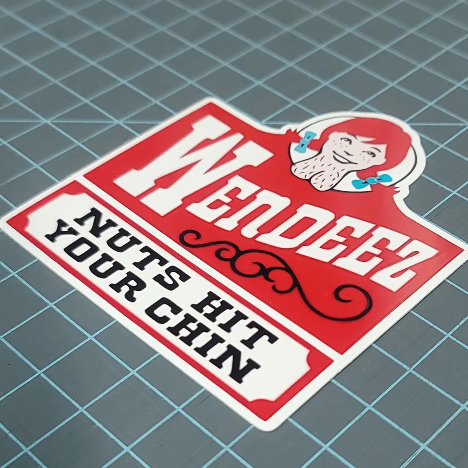Wendeez Fast-Food Car Sticker - Hilarious Deez Nuts Joke, 3.5x3.5 in, Gift for Friends, Automotive Exterior Decor Ornament