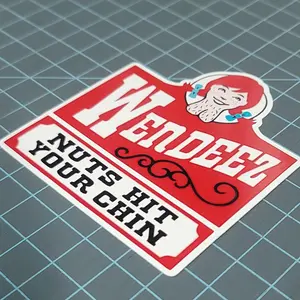 Wendeez Fast-food Fan Sticker - Hilarious Deez Nuts Joke, 3.5x3.5 Inches Gift Decorative Friend Ornaments