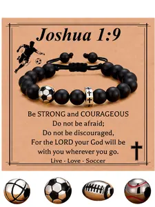 Stocking Stuffers Christmas Gift- Baseball/Basketball/Soccer Bracelet for Boys Cross Beaded Bracelet Gifts for Son Grandson Players Team Fan Friends,Birthday Christmas Gifts for Men Boys Prayer Bracelet