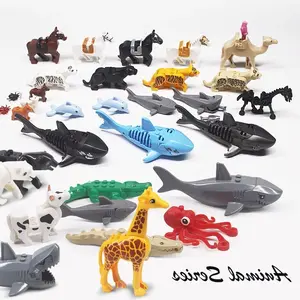 MOC 2025 New 1PCS Printed Zoo Animals Collection Panda Rabbit Lucky Cat Building Blocks Land And Marine Brick Toy Children Gifts