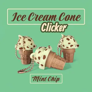 Mint Chip Ice Cream Clicker Keychain – Cute Fidget Toy, Sensory Clicker for Anxiety Relief, Neurodivergent-Friendly, Kawaii Bag Charm