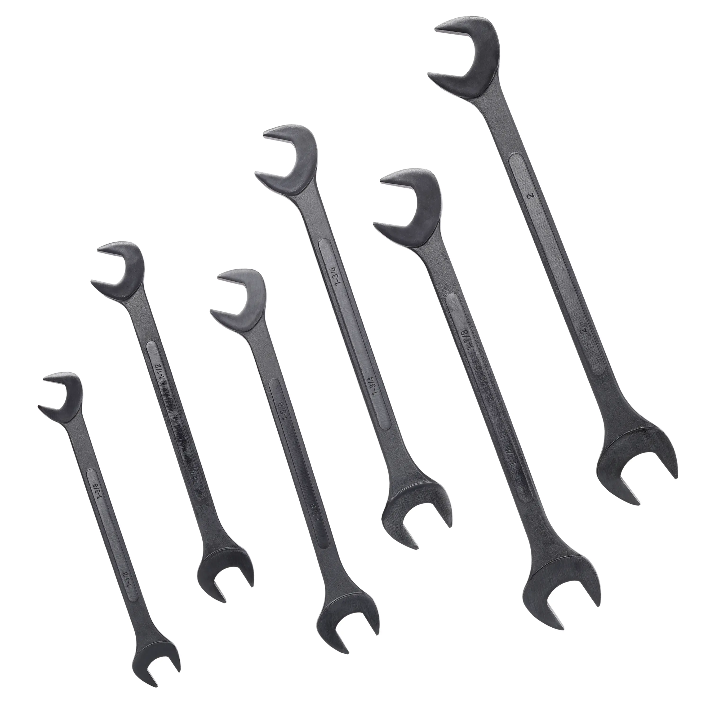 SAE Jumbo Combination Angle Wrench Set Extra Large,6 PC SAE Black-Oxide Jumbo Combo Angle Wrench Set 1-3/8" - 2" with Pouch