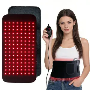 120 LEDs Red Light Infrared Therapy Belt 850nm 660nm Back Legs Arms Burn Fat Wrap Slimming Machine Waist Heat Pad Warming Uterus Stomach 5 Brightness Levels Home Physiotherapy