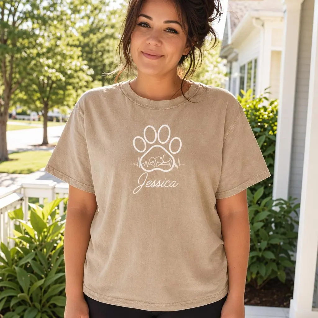 Vet Tech Stethoscope Shirt Women Dog Paw Heartbeat Graphic Tee Vet Nurse Top