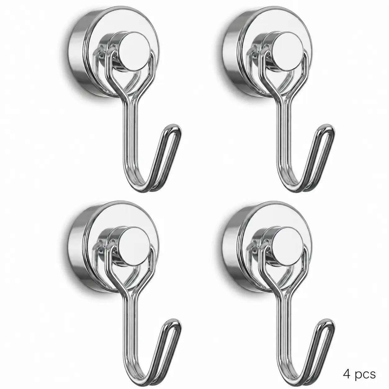 4 PCS Heavy Duty Magnetic Fridge Hooks - Nail-Free, No-Adhesive, Removable Storage Holders for Home Organization, Multifunctional Renter-Friendly No-Drill Home Solutions for Kitchen Towels, Metal Bathroom Cabinets