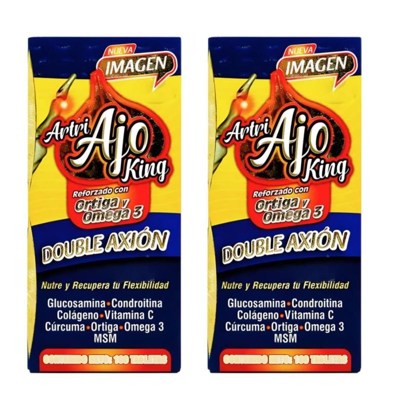 Artri Ajo king Reforzado con Ortiga y Omega 3 - 100caps DOUBLE AXION | Glucosamina Condroitina Colageno Vitamina C Cúrcuma Ortiga Omega 3 MSM