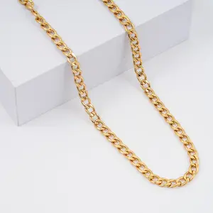 Cuban Chain Necklace in ION Plated Yellow Gold Stainless Steel 22 Inches