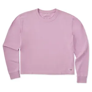 Women's Solid Long Sleeve Crusher Boxy Tee