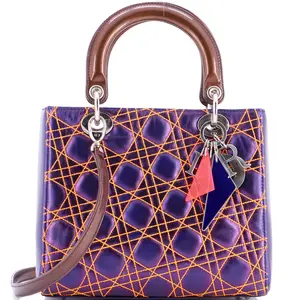 Pre-owned Leather Top Handle Bags Christian Dior Lady Dior Bag Anselm Reyle Cannage Quilt Medium by Rebag