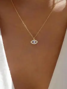 Women's Elegant Artificial Zircon Decor Evil Eye Charm Statement Necklace, Jewel Necklace, Fashion Luxury Celestial Pendant Necklace for Party, Daily Decor, Trendy All-match Exquisite Vintage Fashion Accessories As Birthday Gift