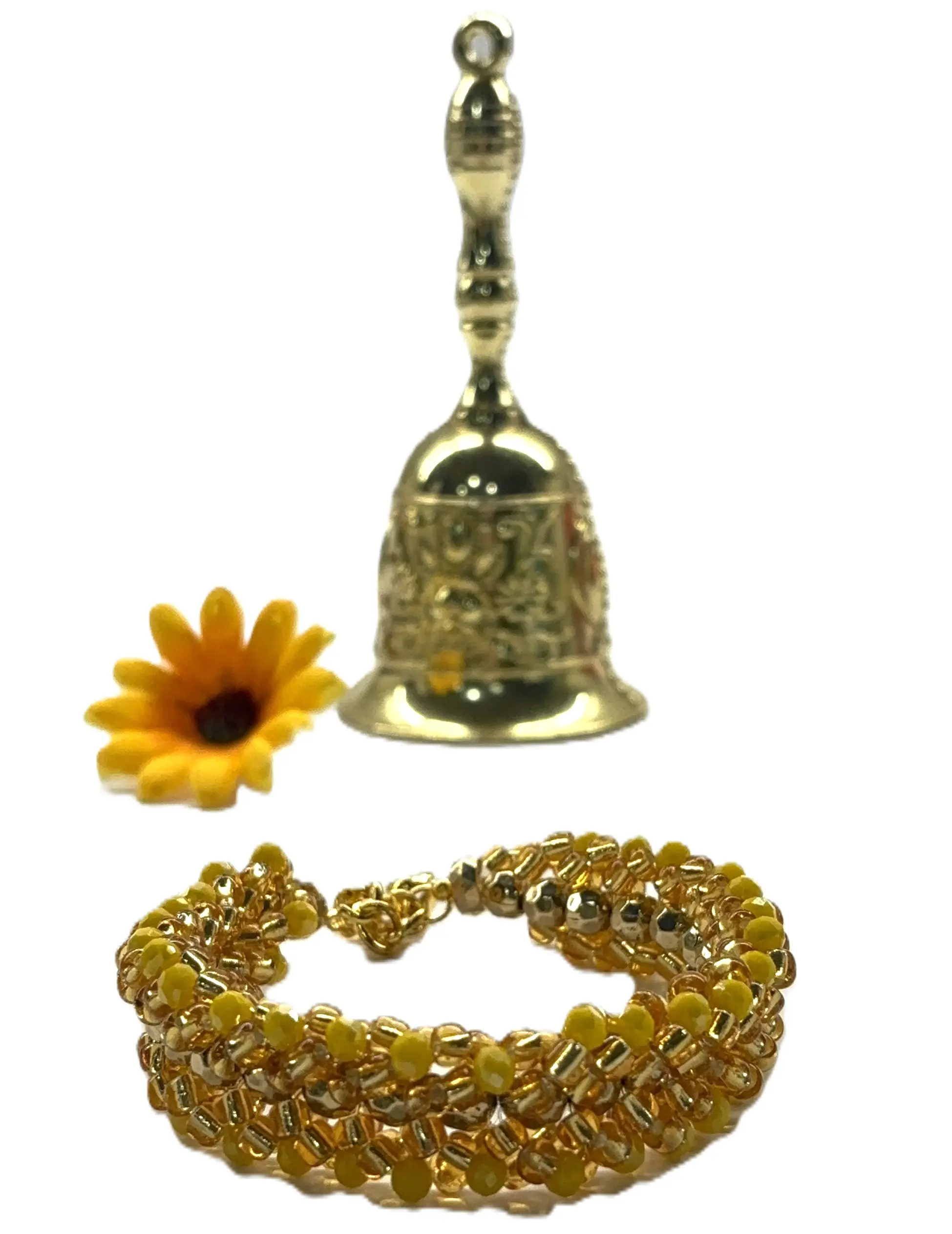 Ildé de Oshún Ajustable - Adjustable Gold & Amber Crystal Bracelet with Lobster Clasp - Santería Yoruba Protection Jewelry - Lucumí Artisanal Religious Accessory