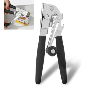Commercial Can Opener with , Manual Heavy Duty Folding Hand Crank Can Opener Smooth Edge with Comfortable Long Handles, Fit  Size Cans, Large Cans