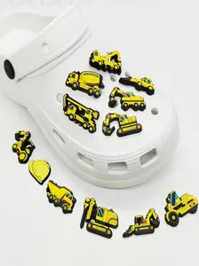12pcs Cartoon Engineering Car Shoe Accessories Decor Set, Durable PVC Design, Outdoor Use, Perfect Gift for Engineering Enthusiasts & Boys
