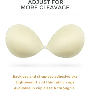 Wingslove Adhesive Bra Reusable Strapless Self Silicone Push-up Invisible Sticky Bras for Backless Dress Beige Womenswear