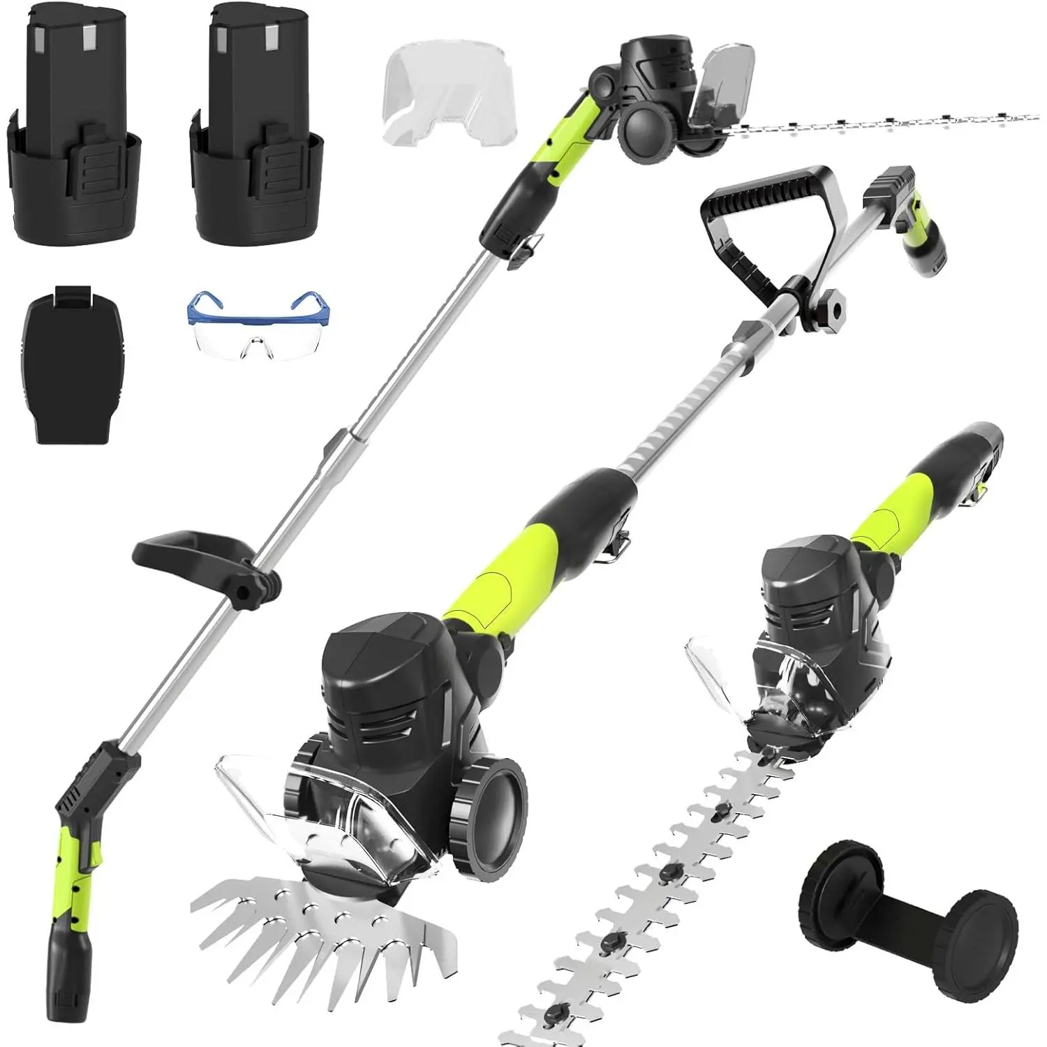 3-in-1 Cordless Hedge Trimmer: 13-Foot Long Adjustable Pole Hedge Trimmer - Lightweight, Equipped with Dual Batteries - Suitable for Women and Elderly - Lawn Mower for Garden Grass and Shrub Pruning Tool