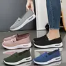 OFIREND Women's Black Casual Slip-On Knit Sneakers - Lightweight, Breathable, Braid Detail, Round Toe, Fabric Low-Top, Fast On/Off, All Seasons, All-Day Comfort, Casual Wear Shoes for Women