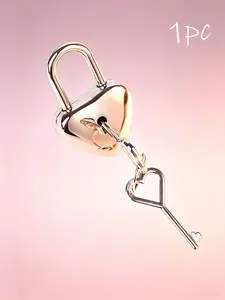 Heart-Shaped Lock and Key Set, Zinc Alloy Security Lock, Sturdy Lock, Mini Luggage Lock, Ideal for Suitcases, Jewelry Boxes, Wedding Locks, Gym Storage Cabinets