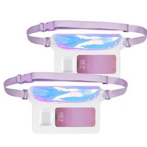 Adjustable Waterproof Waist Pack - Iridescent Transparent Dry Bag for Swimming & Rafting, Crossbody Phone Pouch, Waterproof Belt Bag