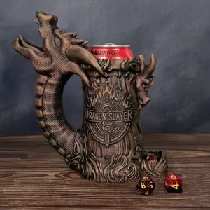 Dragon Slayer Dice Tower Mug Can Koozie - Table Top Gaming Cup - DND Gaming Accessory Reusable