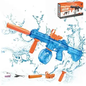 Large Rechargeable Automatic Electric Water Gun, Transparent Design with Large Capacity Water Tank, Built in Lithium Battery, Continuous Shooting Water Blaster, Summer Outdoor Pool Beach Party Water Toy, Ideal Summer Gift for Kids & Adults, Squirt Guns