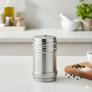 Airtight Stainless Steel Spice Jars with Moisture Seal - Clear Storage Containers for Salt, Sugar & Seasonings. Leak-Proof Design for Home, Camping & Dorm. Removable Inner Lid for Easy Cleaning, Durable & Portable Canisters.