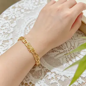 14K Gold Plated Elephant Link Bracelet for Women, Lucky Figaro Chain Charm Bracelet, Bring Good Luck & Positive Energy, Fashion Jewelry Gift for Mother's Day, Birthday, Christmas