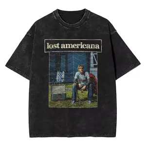Mg.KeIIy L0st Americana Lawn Chair Vintage Mineral Wash Graphic T-Shirt Heavyweight Cotton Casual Vintage Washed Tee Trendy Tops Unique Trendy Gift