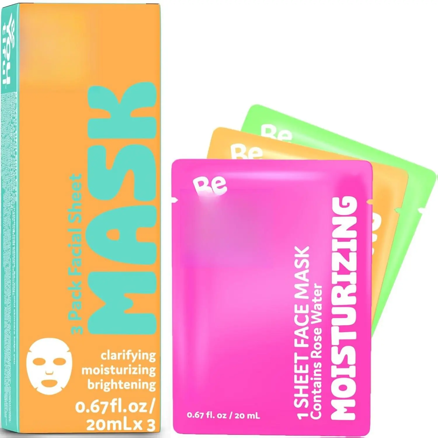 BeYoutiful Hydrating Face Mask Spa Set For Kids and Teens, Skin Care Facial Mask Set for All Skin Types and Ages, Boy and Girls, Box Includes 3 Masks
