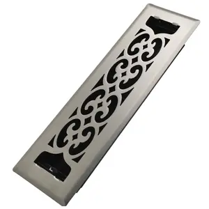 2x10 Inches Heavy Duty Walkable Floor Register Easy Adjust Air Supply Lever Floor Vents - Charlotte Design - Vent Cover for Home Floor - Satin Nickel
