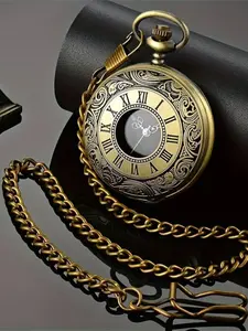 Vintage Round Dial Quartz Pocket Watch, Fashionable Chain Pocket Watch for Men & Women, Trendy All-match & Exquisite Watch for Birthday Gift, Business Fashion Watch