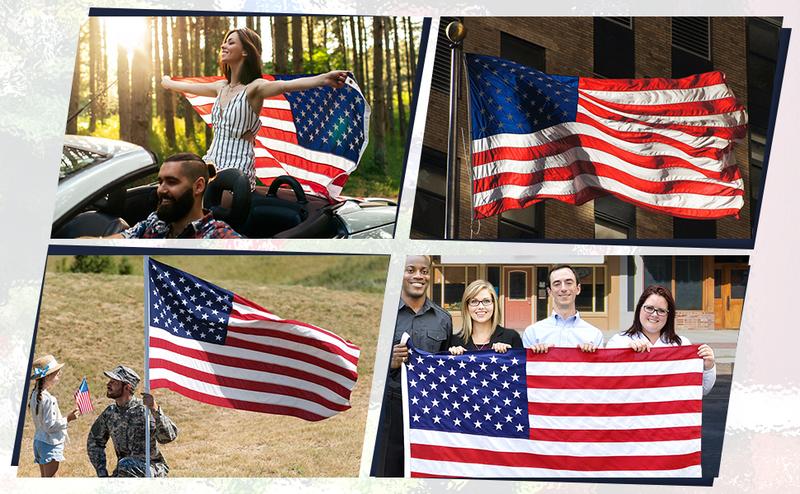 American Flag 3x5 FT 210D For Outside 100% Made In USA Most Durable, Heavy Duty Spun Polyester, Luxury Embroidered Star with Brightly Colored Brass Grommets Premium US Flag