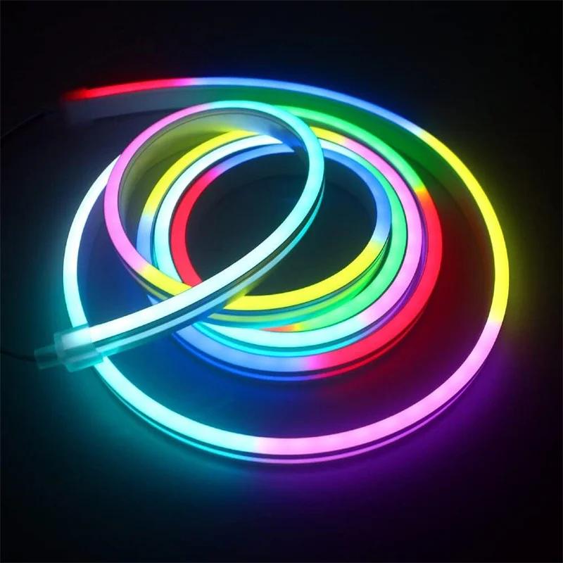 RGBIC Bluetooth Neon LED Strip Lights 5V 5M Waterproof Flex Ribbon Tape for Room Wall Decor with Easy Bluetooth Control and Flexible Design