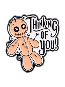 Thinking of You Vintage Doll Brooch Pin , Cartoon Unisex Accessory for Backpacks & Clothing, All Season Fashion Badge