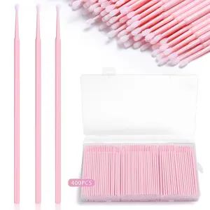 400 Pcs Micro Applicator Brushes, Microswabs for eyelash extensions,Disposable 2mm Precision Mascara swab,For Cleaning and Applying Makeup (Light pink)
