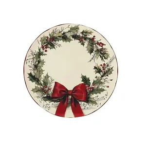 Vikama 8-Piece Holiday Bowknot & Pinecone Wood Placemats Set, Heat-Resistant Drink Coasters, Perfect for Living Room Dining Table Decor