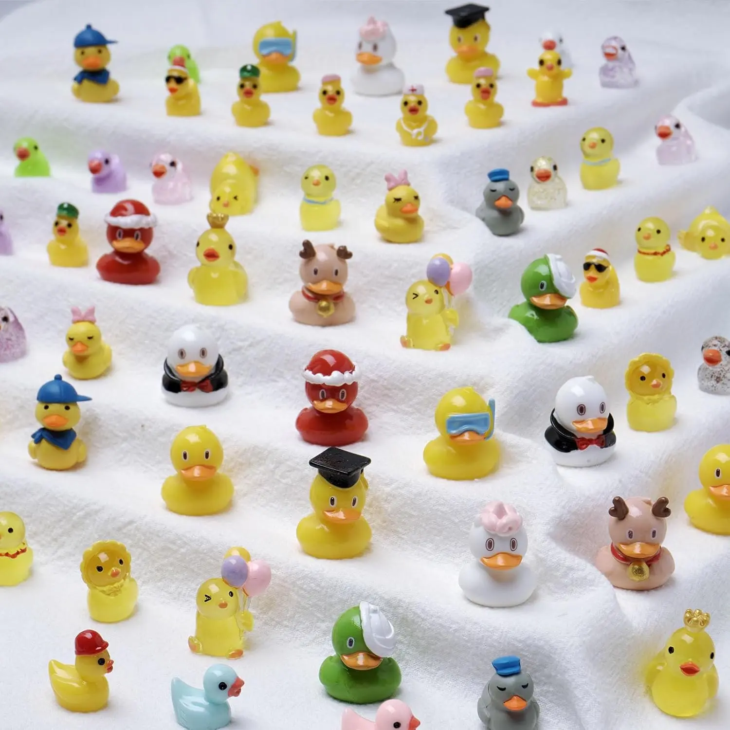 36 Types Multicolor Mini  Ducks, Plastic  Ducks to  Prank, Little Ducks Mini Figures for Fairy Garden, Dollhouse,Terrariums, Potted, Miniature Landscape Ornament