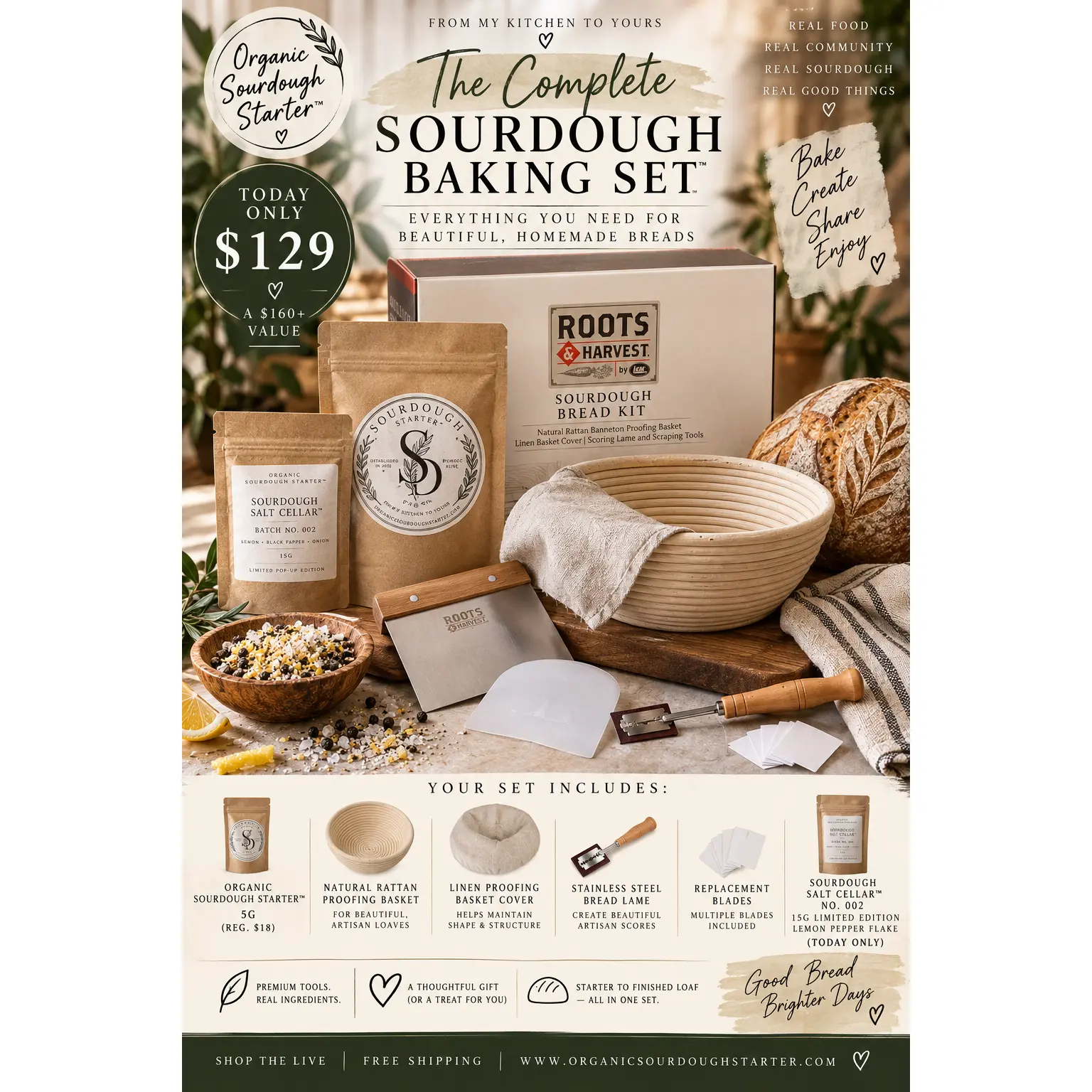 The Complete Sourdough Baking Set™ | Starter + Proofing Kit + Limited Salt