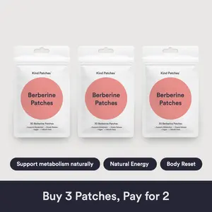 3 Packs of Kind Patches Berberine Patches, Support Metabolism Naturally, Natural Energy, Body Reset,Steady Release, Plant-based Ingredients, Absorbs through the Skin,Vegan, 3 Months Supply
