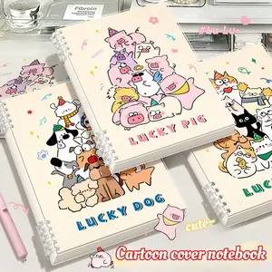 Cute Cartoon Removable Planner Notebook with Thick Pages, Funny Animal Cover Design Featuring Lucky Pig, Dog, Cat and Chick, Perfect for School Notes, Journaling and Daily Writing, Smooth Paper for Comfortable Use, Available in A5 and B5 Sizes