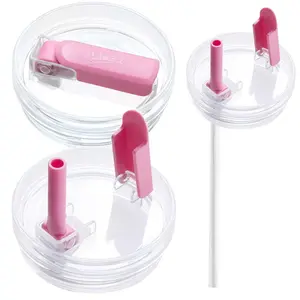 DIPESI  2 Pcs 40oz Tumbler Detachable Flip Straw Lid for Stanley Cup Accessory, Leak Lids Kitchen Essentials Drink Lids，Great home item(2 rose red lids)