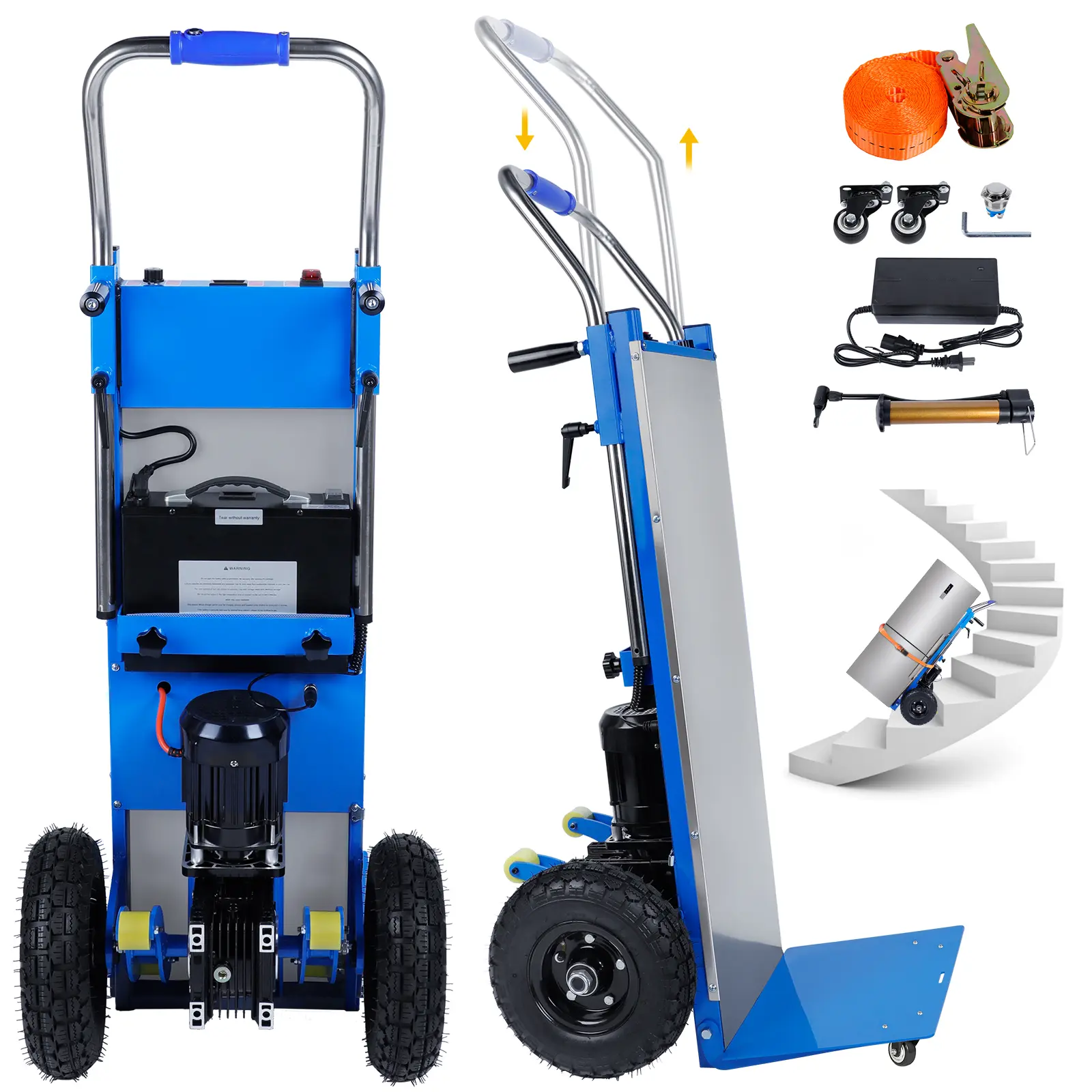 Electric Stair Climbing Dolly, 880 lbs Capacity Stair Climbing Hand Trucks, 1200W Powered Electric Dolly Heavy Duty Cart, with Folding Handle & Solid Wheel & 4M Safety Rope, TikTokShopBlackFriday