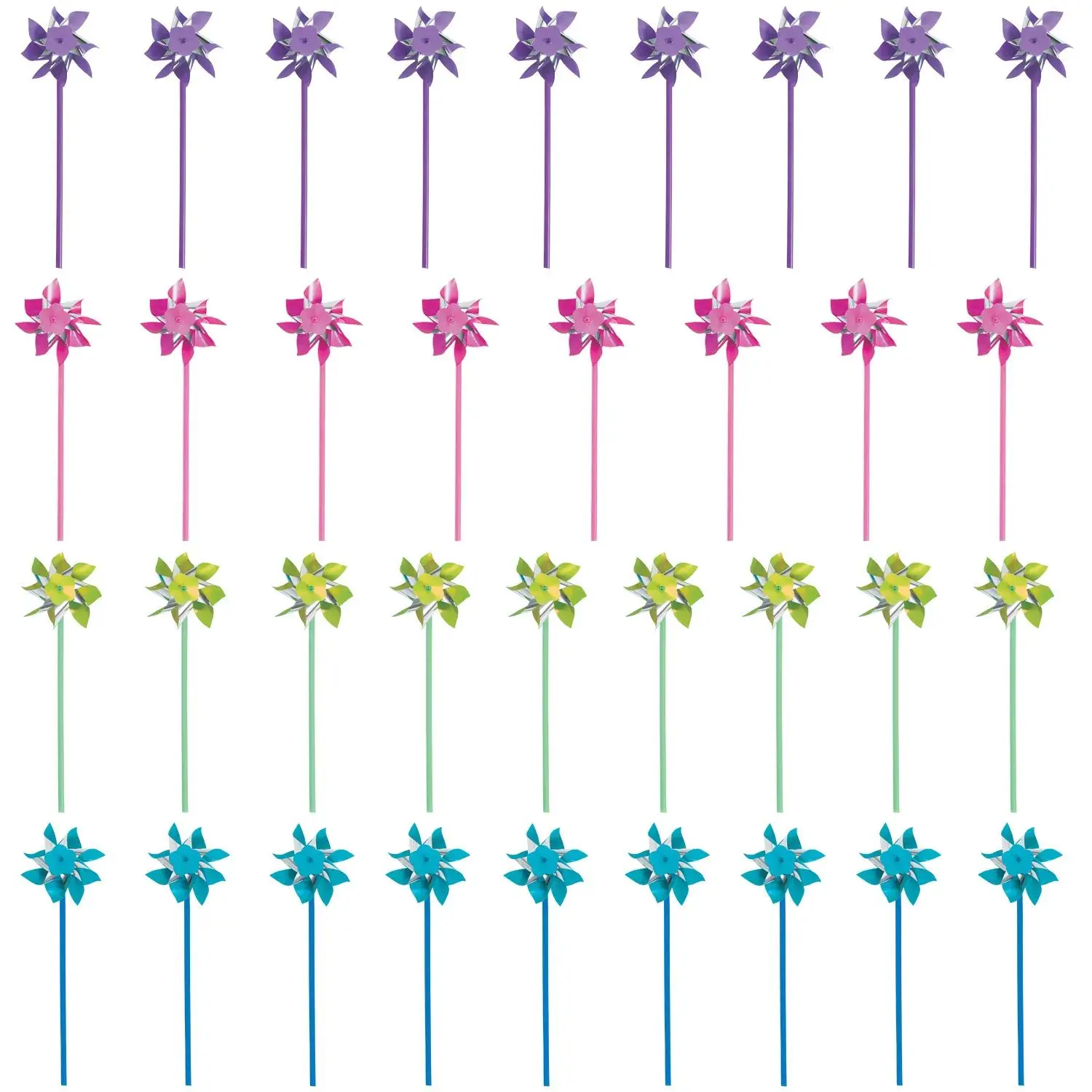 36-Piece 13" Plastic Pinwheels - Bright Blue, Green, Pink, Purple Classic Novelty Toys for Decor, Outdoor Decor, Oriental Trading Company Home Supplies & Party Gifts