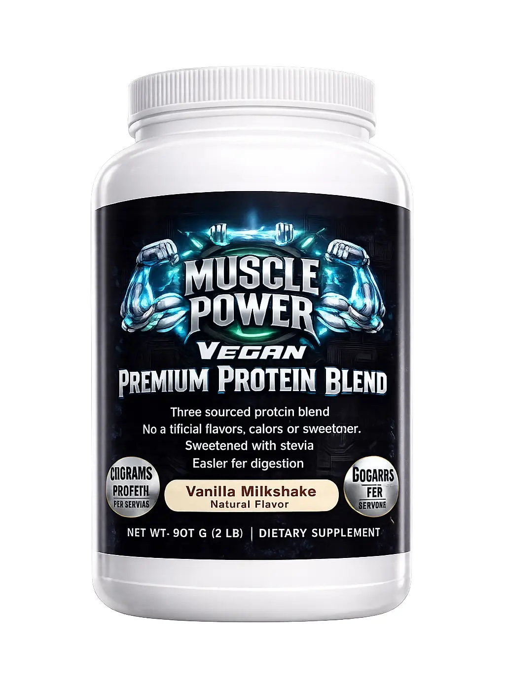 Muscle Power Premium Whey Protein Powder (Vanilla, 2 lbs) - Micronized Muscle Building Supplement for Gym Workout Growth & Recovery