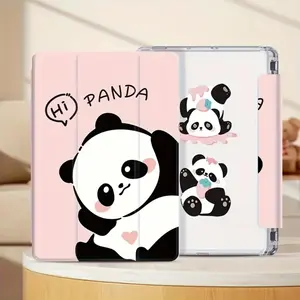 Double-Sided Cute Panda Pattern iPad Case with Built-in Pencil Holder, Auto Sleep/Wake, Tri-Fold Anti-Slip Shockproof Stand Cover, Compatible with iPad 10th/11th Gen, A16, 10.2", 11" iPad Pro 2020/2021, 11" iPad Air, iPad 2025 & Galaxy Tab S9 FE+ 12.4",