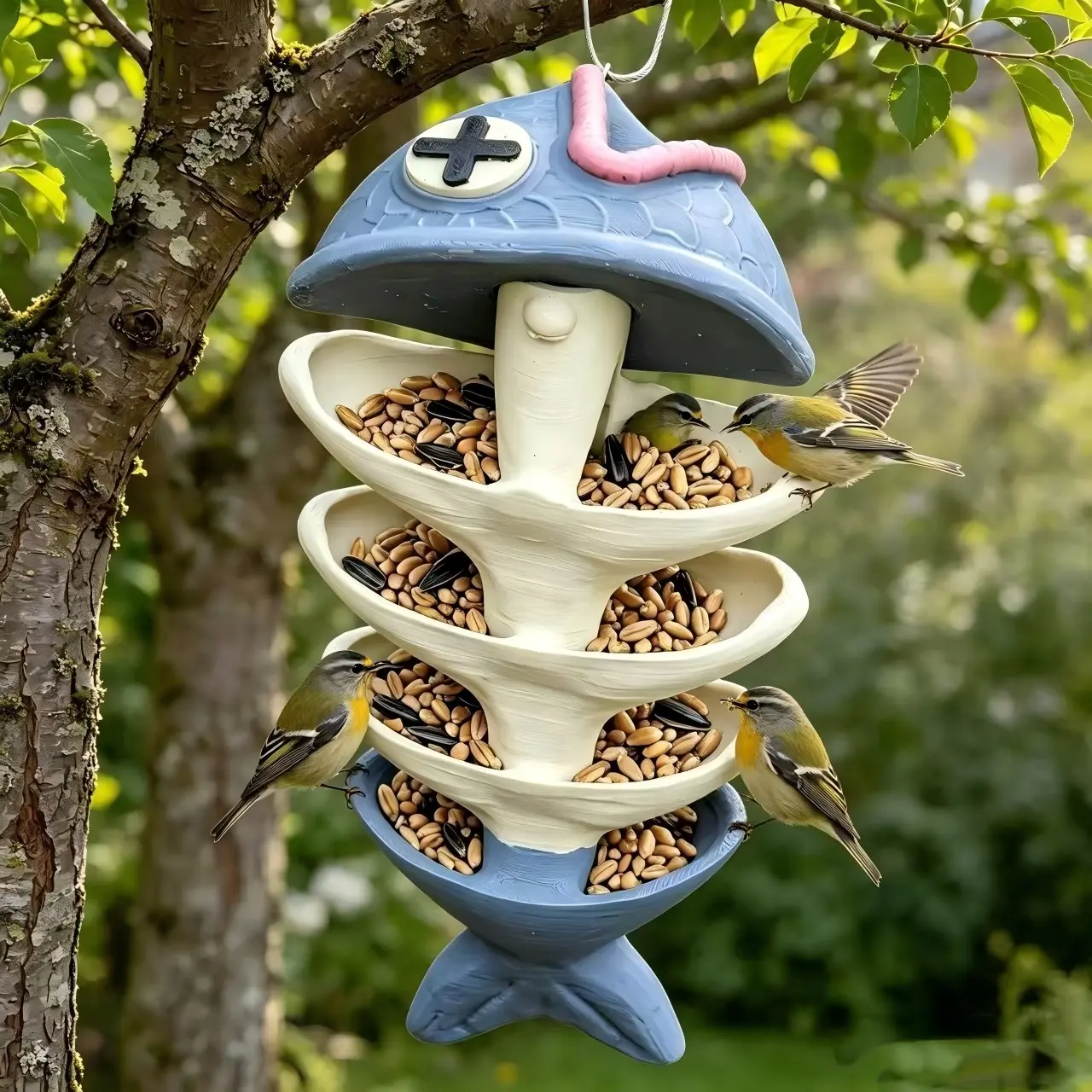 Hanging Bird Feeder Resin Craft, Fish Bone Design, Durable Outdoor Accessory, Perfect for Garden Decor & Wildlife Enthusiasts, Bird Feeders for Outdoors Hanging, Bird Feeder For Balcony
