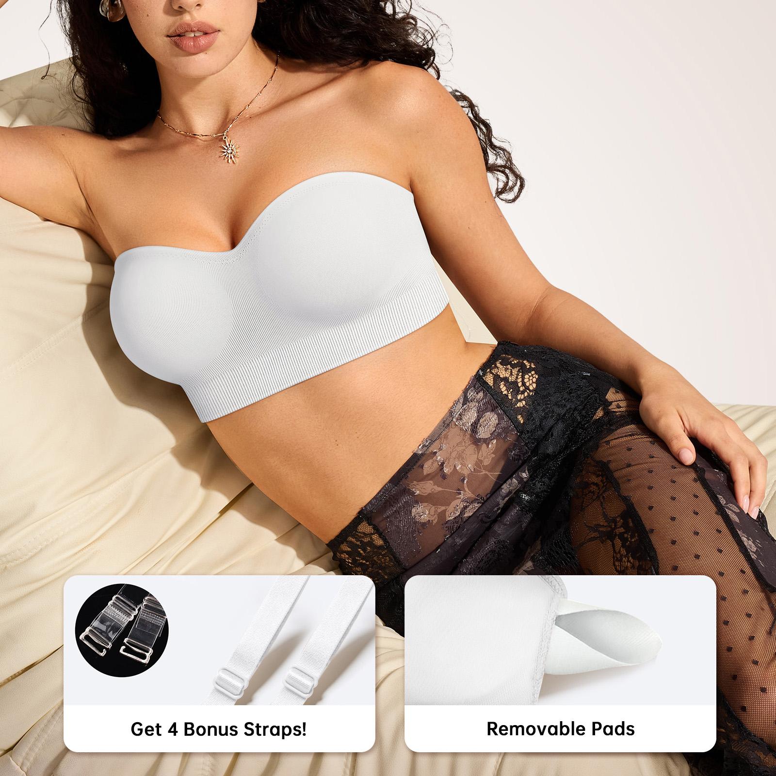 OEAK Women Comfortable Bandeau Strapless Bra Comfort Non-Slip Seamless Bras Wireless Tube Top Bra Invisible Bralette OEAK Women Comfortable Bandeau Strapless Bra Comfort Non-Slip Seamless Bras Wireless Tube Top Bra Invisible Bralette