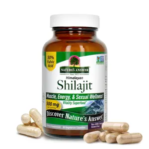 Nature's Answer Himalayan Shilajit Capsules 500 mg per Serving | PrimaVie Purified Shilajit with 50% Fulvic Acid | Energy, Vitality & Muscle Support | 60 Vegan Capsules