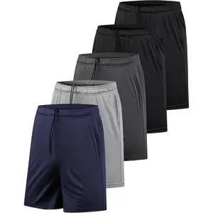 5 Pack Men's Athletic Gym Shorts with Pockets Quick Dry Activewear Workout Running Shorts for Men